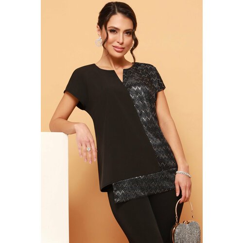 Купить Блуза DStrend, размер 52, черный
Асимметричная трикотажная блузка с блестками —...