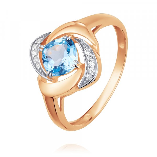 Купить Кольцо
Золотое кольцо с топазом Swiss и циркониями Фантазийное кольцо из красног...