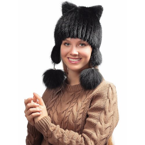 Купить Шапка , размер 53-57, черный
Зимняя шапка женская, сделана из натурального меха...
