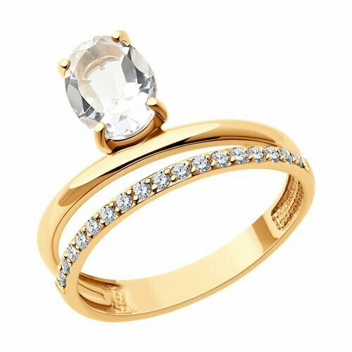 Купить Кольцо Diamant online, золото, 585 проба, горный хрусталь, фианит, размер 18.5
<...