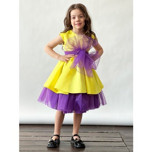 Купить Платье Бушон, размер 128-134, желтый, фиолетовый
Платье для девочки праздничное...