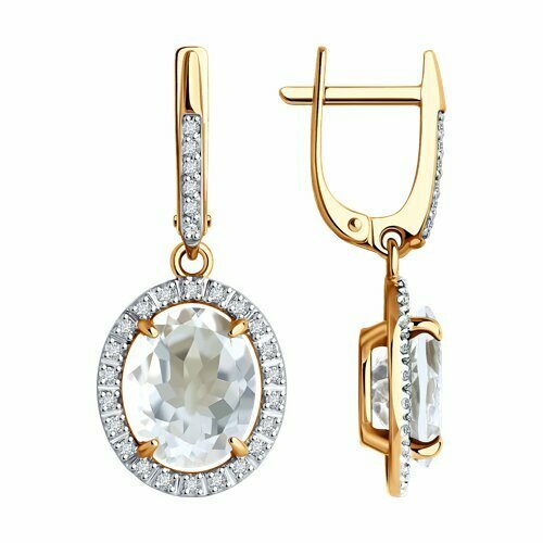 Купить Серьги Diamant online, золото, 585 проба, горный хрусталь, фианит, бесцветный
<p...