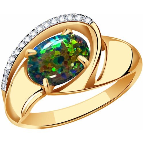 Купить Кольцо Diamant online, золото, 585 проба, опал, фианит, размер 17.5
<p>В нашем и...