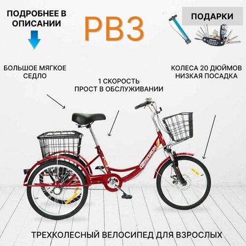 Купить Трехколесный велосипед для взрослых РВЗ "Чемпион", 20", красный
Взрослый трехкол...