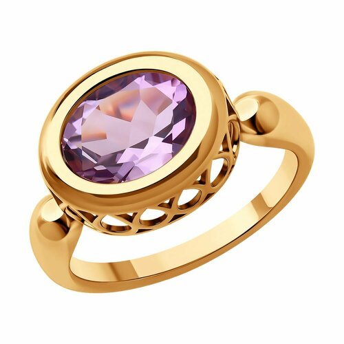 Купить Кольцо Diamant online, золото, 585 проба, аметист, размер 18, фиолетовый
<p>В на...