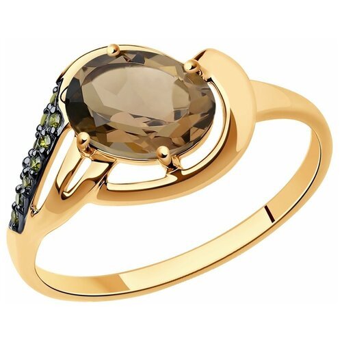 Купить Кольцо Diamant online, золото, 585 проба, фианит, раухтопаз, размер 20
<p>В наше...