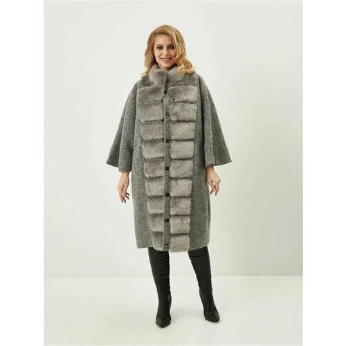Купить Пальто Riches, размер 54, серый
Шерстяное женское пальто с отделкой из меха. Мод...