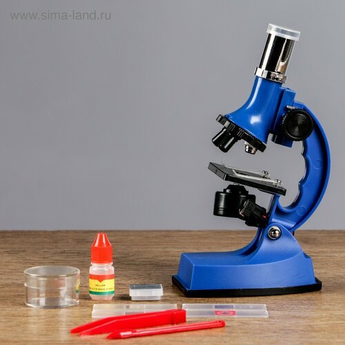 Купить Микроскоп, кратность увеличения 600х, 300х, 100х, с подсветкой, 2АА, синий
<p>Ми...