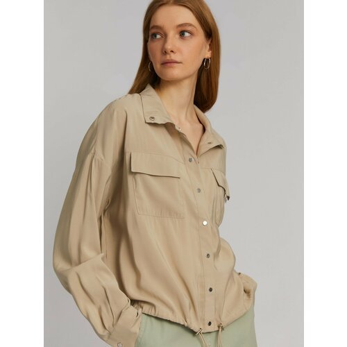 Купить Блуза Zolla, размер XL, бежевый
Бежевая женская блузка-рубашка на кулиске, выпол...