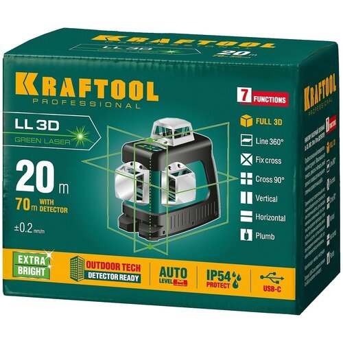 Купить KRAFTOOL LL 3D зеленый лазерный нивелир(34641)
Нивелир лазерный KRAFTOOL LL 3D з...