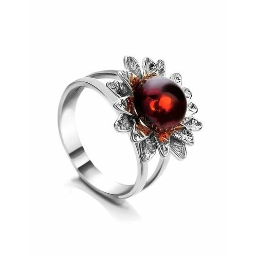 Купить Кольцо, янтарь, безразмерное, бордовый, серебряный
кольцо в цветочном дизайне, у...