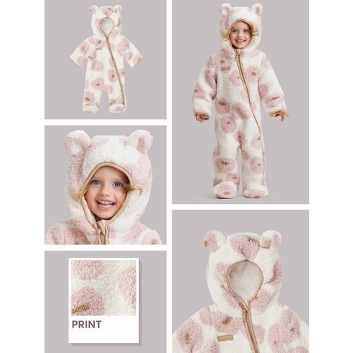 Купить Комбинезон Happy Baby, закрытая стопа, размер 56-52, белый, розовый
Детский комб...