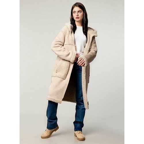 Купить Куртка КАЛЯЕВ, размер 54, бежевый
Женская дубленка двусторонняя из искусственног...