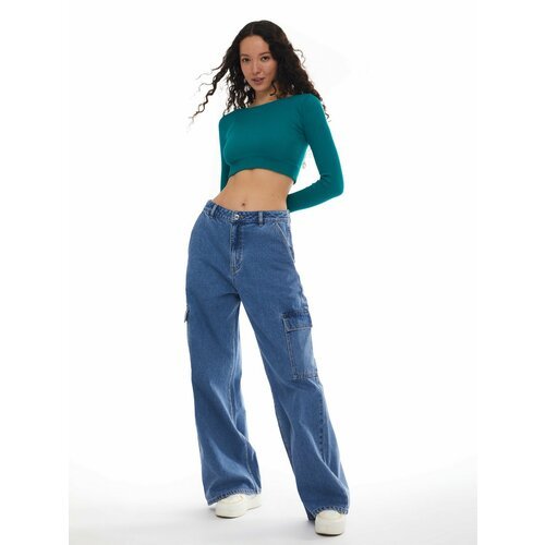 Купить Джинсы Zolla, размер 26, голубой
Голубые широкие женские джинсы-вайды из хлопков...