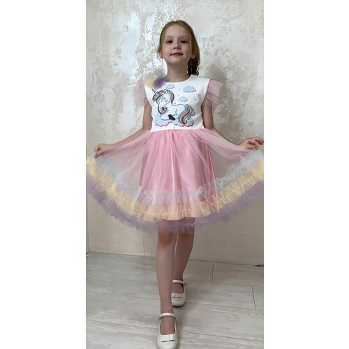 Купить Платье, размер 116/122-64, розовый
Пышное платье для вашей принцессы отличного т...