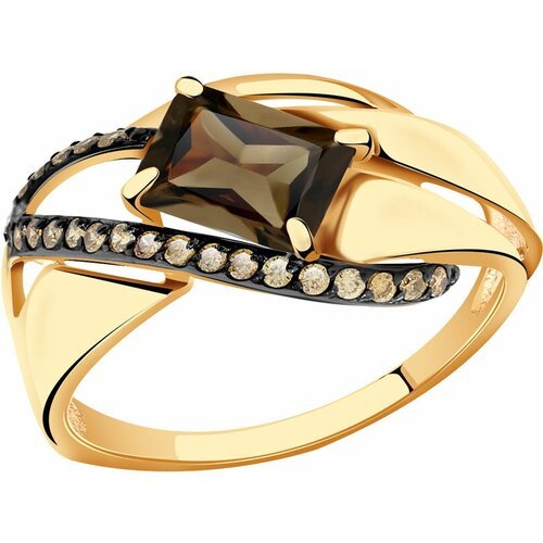 Купить Кольцо Diamant online, золото, 585 проба, фианит, раухтопаз, размер 19
<p>В наше...