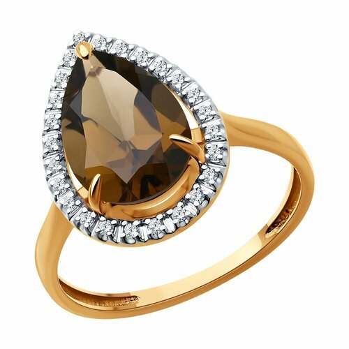 Купить Кольцо Diamant, красное золото, 585 проба, раухтопаз, размер 18
Кольцо из золота...