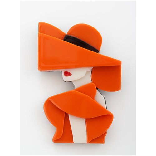 Купить Брошь ЖемАрт, белый, оранжевый
Брошь "Девушка в шляпе", акрил, размер 45х65 мм,...