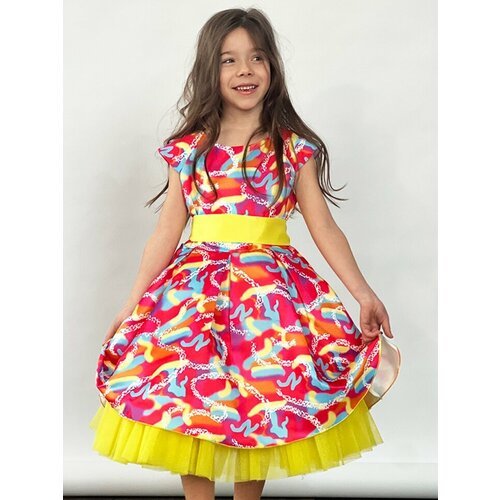 Купить Платье Бушон, размер 104-110, голубой, красный
Платье для девочки нарядное бушон...
