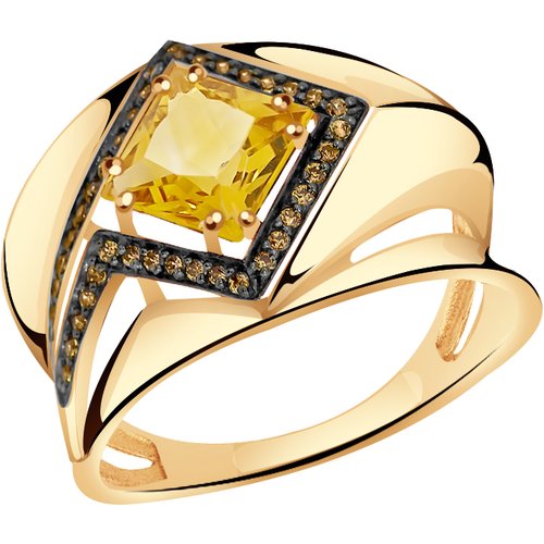 Купить Кольцо Diamant online, золото, 585 проба, фианит, цитрин, размер 19
<p>В нашем и...