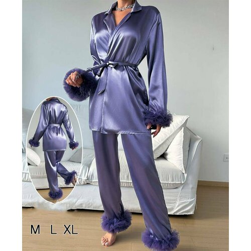 Купить Пижама снегМечта, размер XL, голубой
Очаровательная атласная пижама с отделкой н...