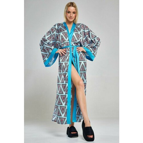 Купить Кимоно ALZA, размер 40/48, голубой
халат женский домашний шелковый халат шелковы...