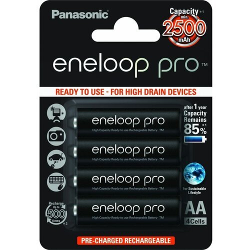 Купить Panasonic eneloop pro Аккумуляторы BK-3HCDE/4BE 2500mAh AA R06 BL4 6330
Panasoni...