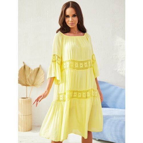 Купить Сарафан NOAL, размер 48-52, желтый
лопковое платье с кружевной отделкой - отличн...