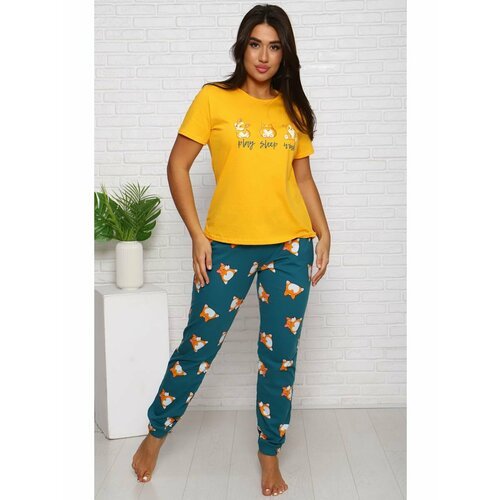 Купить Пижама MollyDay, размер 46, зеленый
домашний комплект с шортами или со штанами ,...