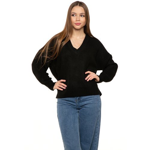 Купить Свитер, размер One size, черный
Женский свитер оверсайз с V образным вырезом про...