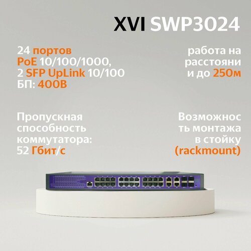 Купить Управляемый коммутатор XVI SWP3024 , 32 порта, 24 PoE + 4 UpLink + 4 SFP
Неуправ...