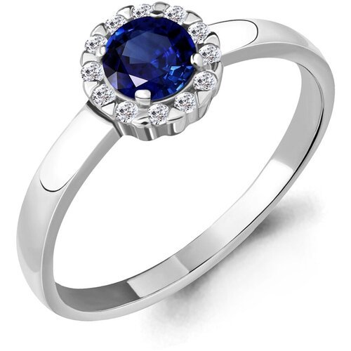 Купить Кольцо Diamant online, белое золото, 585 проба, фианит, сапфир синтетический, ра...