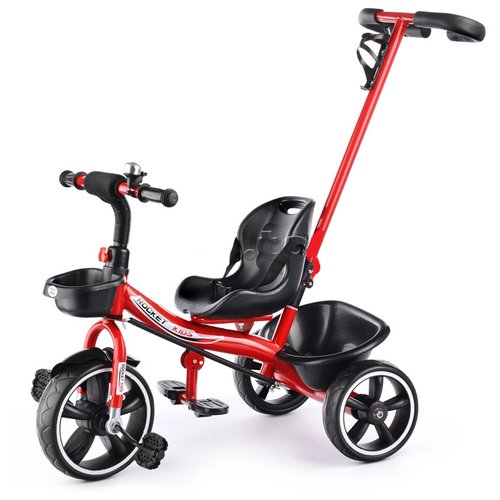 Купить Велосипед трехколесный детский с съемной родительской ручкой, красный
• Велосипе...