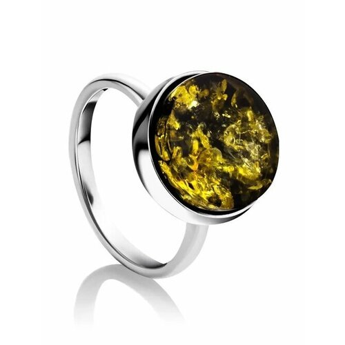 Купить Кольцо, янтарь, безразмерное, зеленый, серебряный
Стильное кольцо в геометрическ...