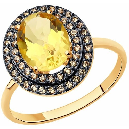 Купить Кольцо Diamant online, золото, 585 проба, цитрин, фианит, размер 18
<p>В нашем и...