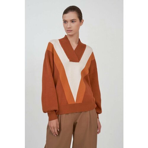 Купить Пуловер Baon, размер 52, коричневый
Элегантный пуловер в стиле колорблок подчерк...