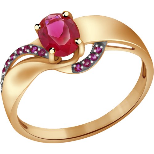 Купить Кольцо Diamant online, золото, 585 проба, корунд, фианит, размер 17.5, красный
<...
