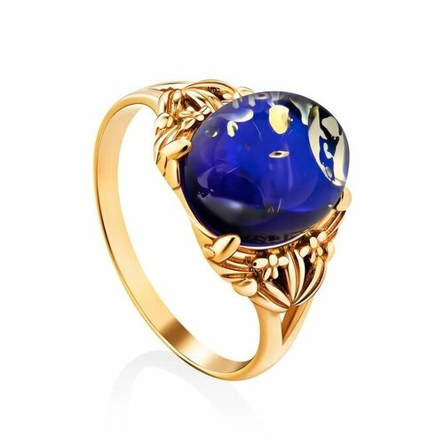 Купить Кольцо, янтарь, безразмерное, синий, золотой
Женственное кольцо из золочёного с...