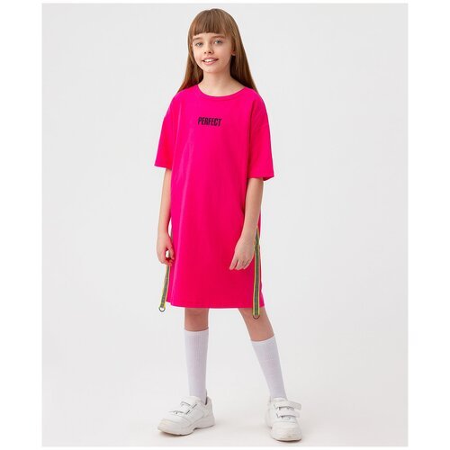 Купить Платье Button Blue, размер 158, розовый
Ярко-розовое платье-футболка с короткими...