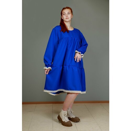 Купить Платье ТАХА, размер 46, синий
Модный тренд платье свободного А-силуэта из габард...