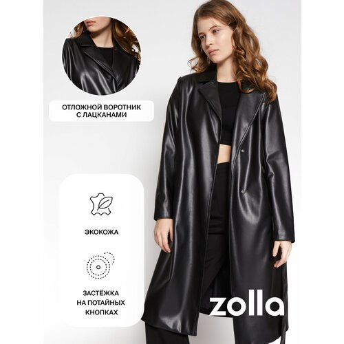 Купить Тренчкот Zolla, размер L, черный
Длинный женский кожаный тренчкот из искусственн...
