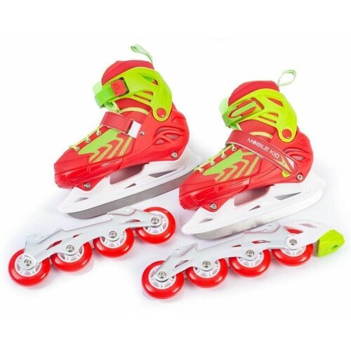 Купить Раздвижные коньки-ролики Mobile Kid Uni Skate (2 в 1), размер M (31-34), красно-...