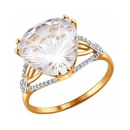 Купить Кольцо Diamant online, золото, 585 проба, горный хрусталь, фианит, размер 19.5
<...