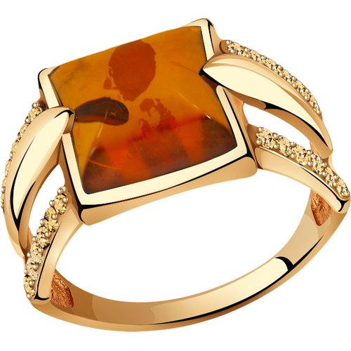 Купить Кольцо Diamant online, золото, 585 проба, янтарь, фианит, размер 19.5
<p>В нашем...