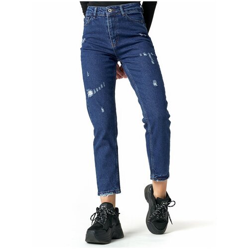 Купить Джинсы , размер 44, синий
Женские прямые джинсы - бойфренды. Пятикарманная модел...
