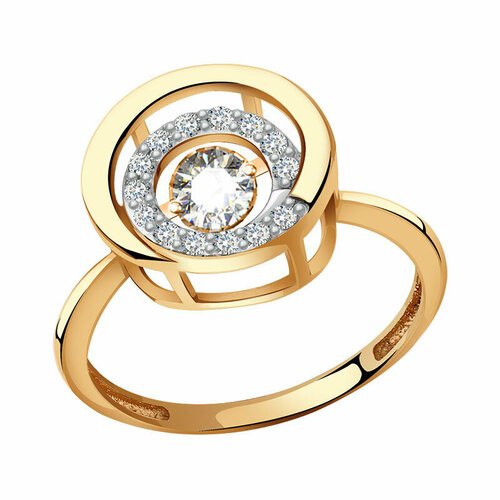 Купить Кольцо Diamant online, красное золото, 585 проба, фианит, размер 18, бесцветный...