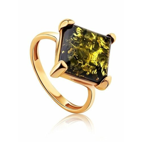 Купить Кольцо, янтарь, безразмерное, зеленый, золотой
Кольцо квадратной формы из с янта...