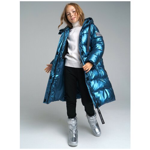 Купить Пальто playToday, размер 164, бирюзовый
Пальто зимнее из материала c ветро- и во...