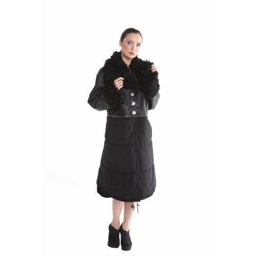 Купить Пальто, размер 44, черный
Стильное комбинированное пальто из меха ягненка и текс...
