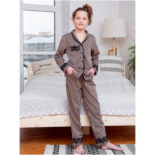 Купить Пижама, размер 152, коричневый, бежевый
Легкая, приятная к телу, детская пижама...